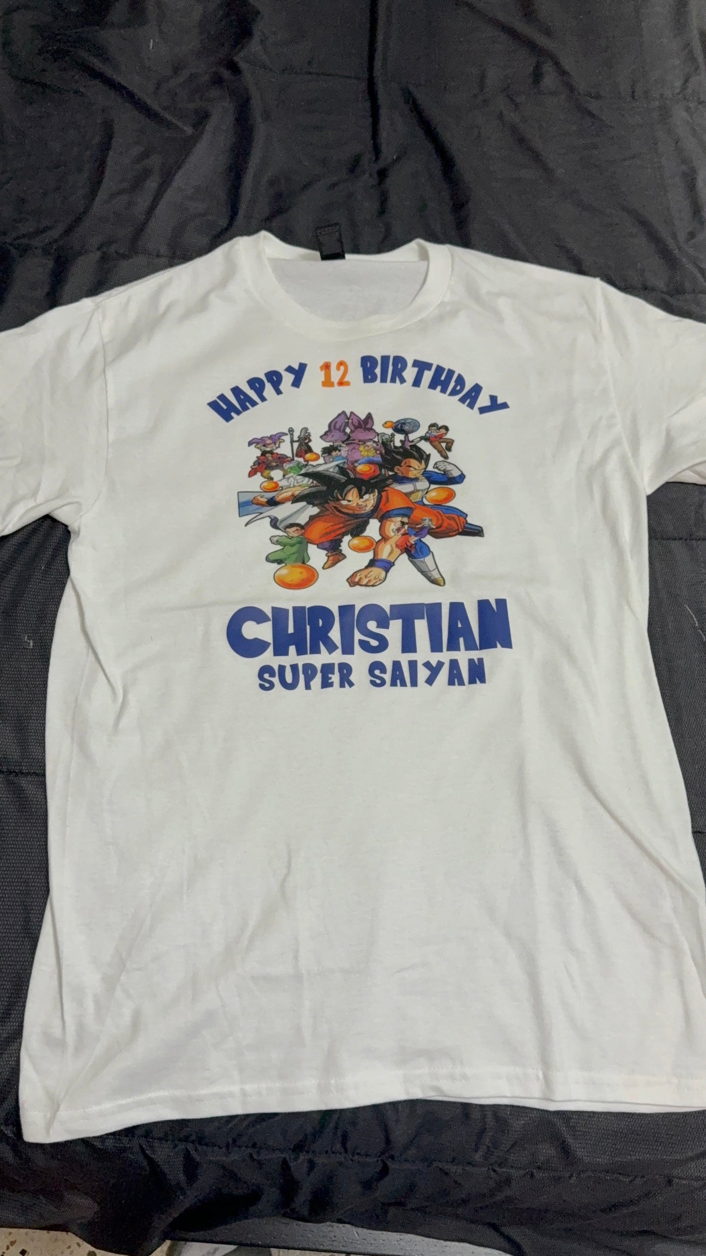 Personalized Anime dragon ball z birthday party matching t-shirt. Custom t-shirt for any occasion. Many characters available