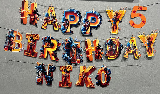 Personalized Anime Happy Birthday Banner. Dragon ball banner. Many others characters available, please see all pictures. You can also provide your favorite one to make a new model .