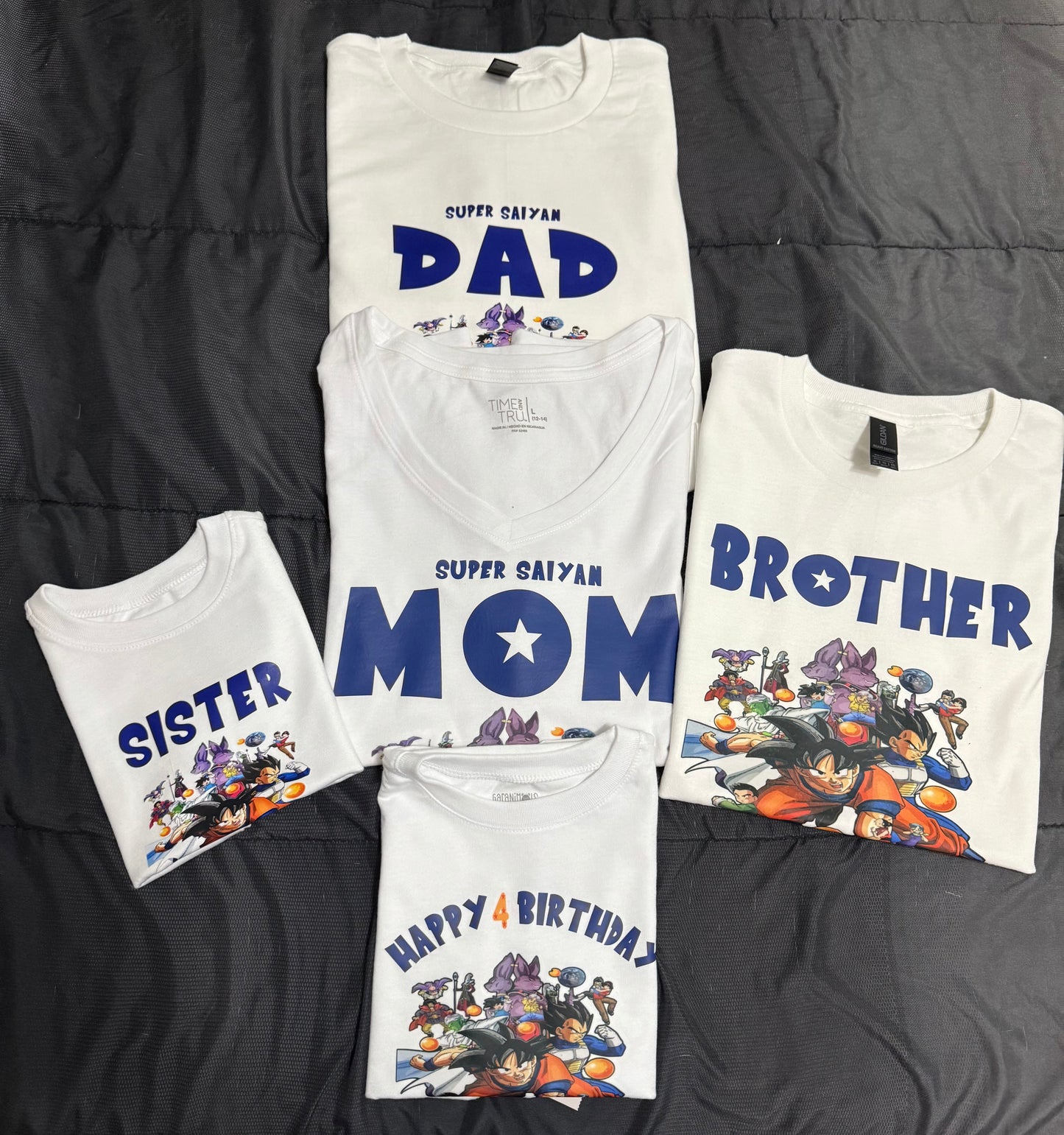 Personalized Anime dragon ball z birthday party matching t-shirt. Custom t-shirt for any occasion. Many characters available