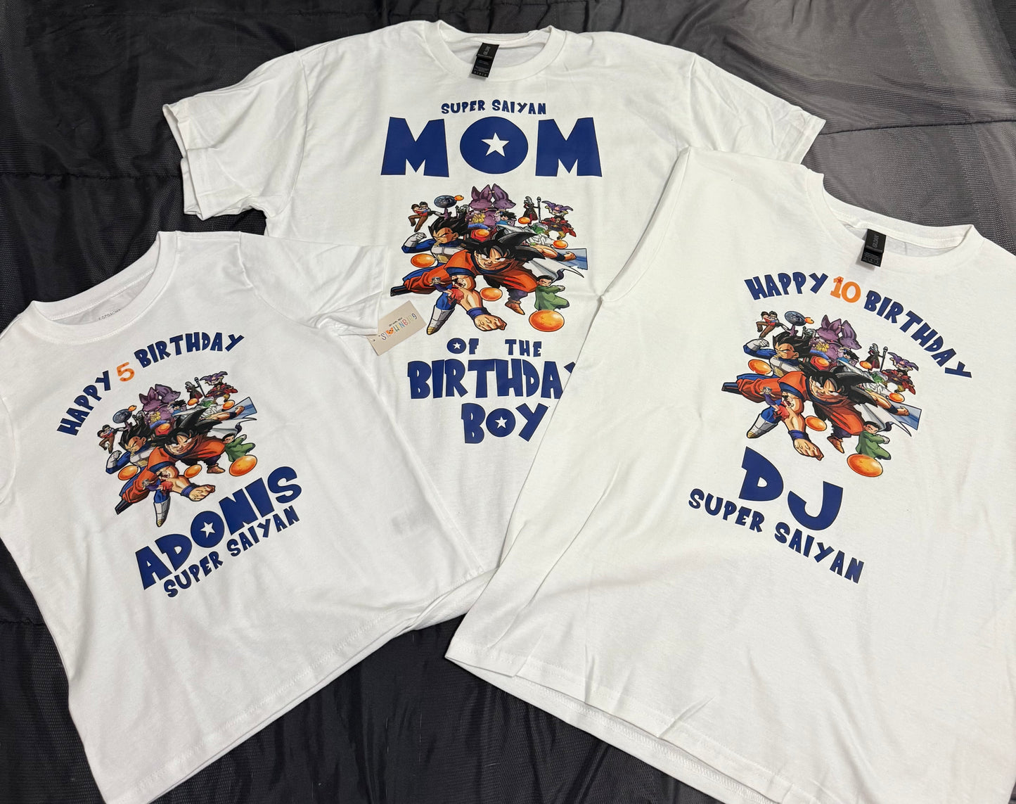 Personalized Anime dragon ball z birthday party matching t-shirt. Custom t-shirt for any occasion. Many characters available
