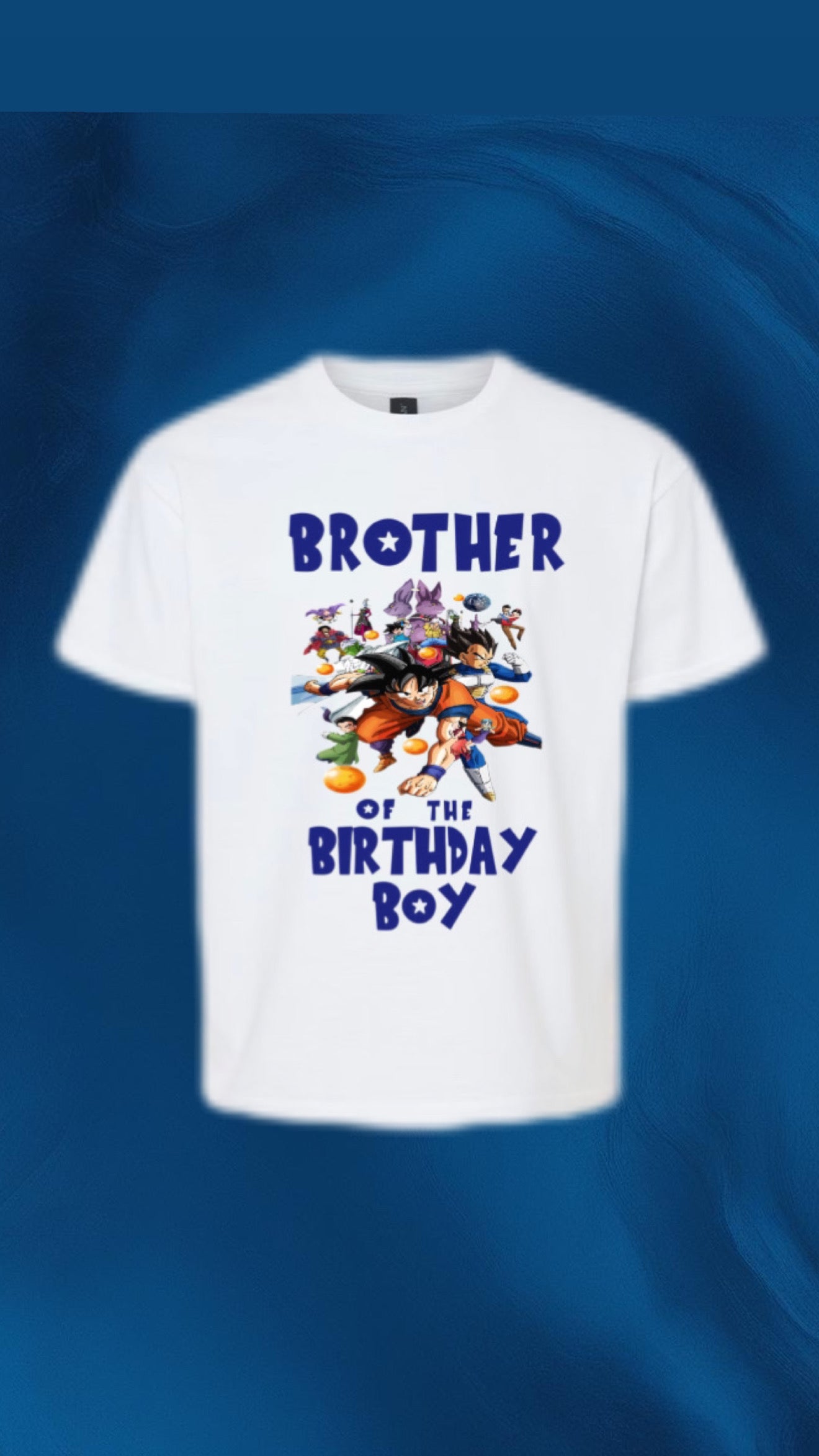 Personalized Anime dragon ball z birthday party matching t-shirt. Custom t-shirt for any occasion. Many characters available
