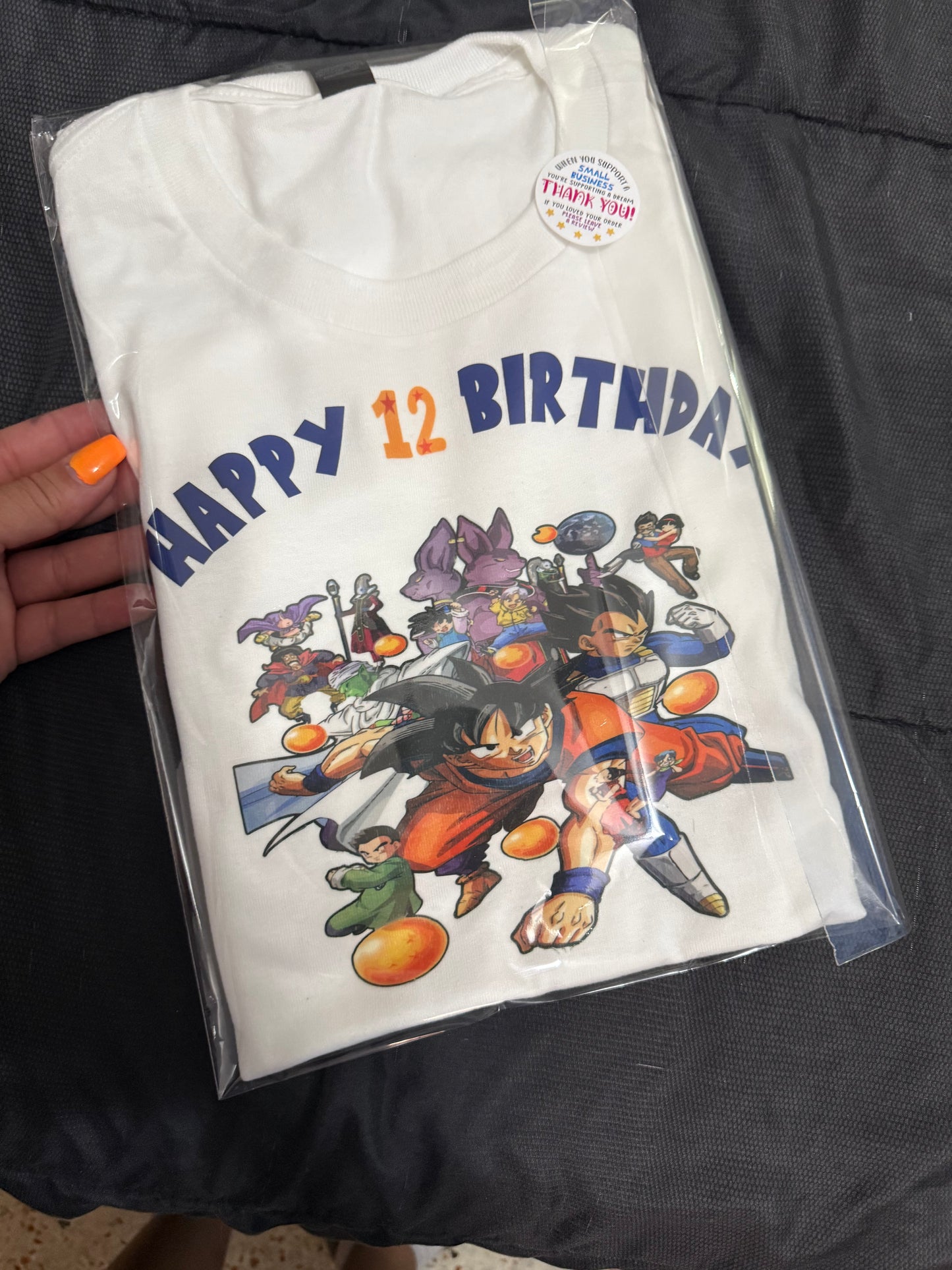 Personalized Anime dragon ball z birthday party matching t-shirt. Custom t-shirt for any occasion. Many characters available