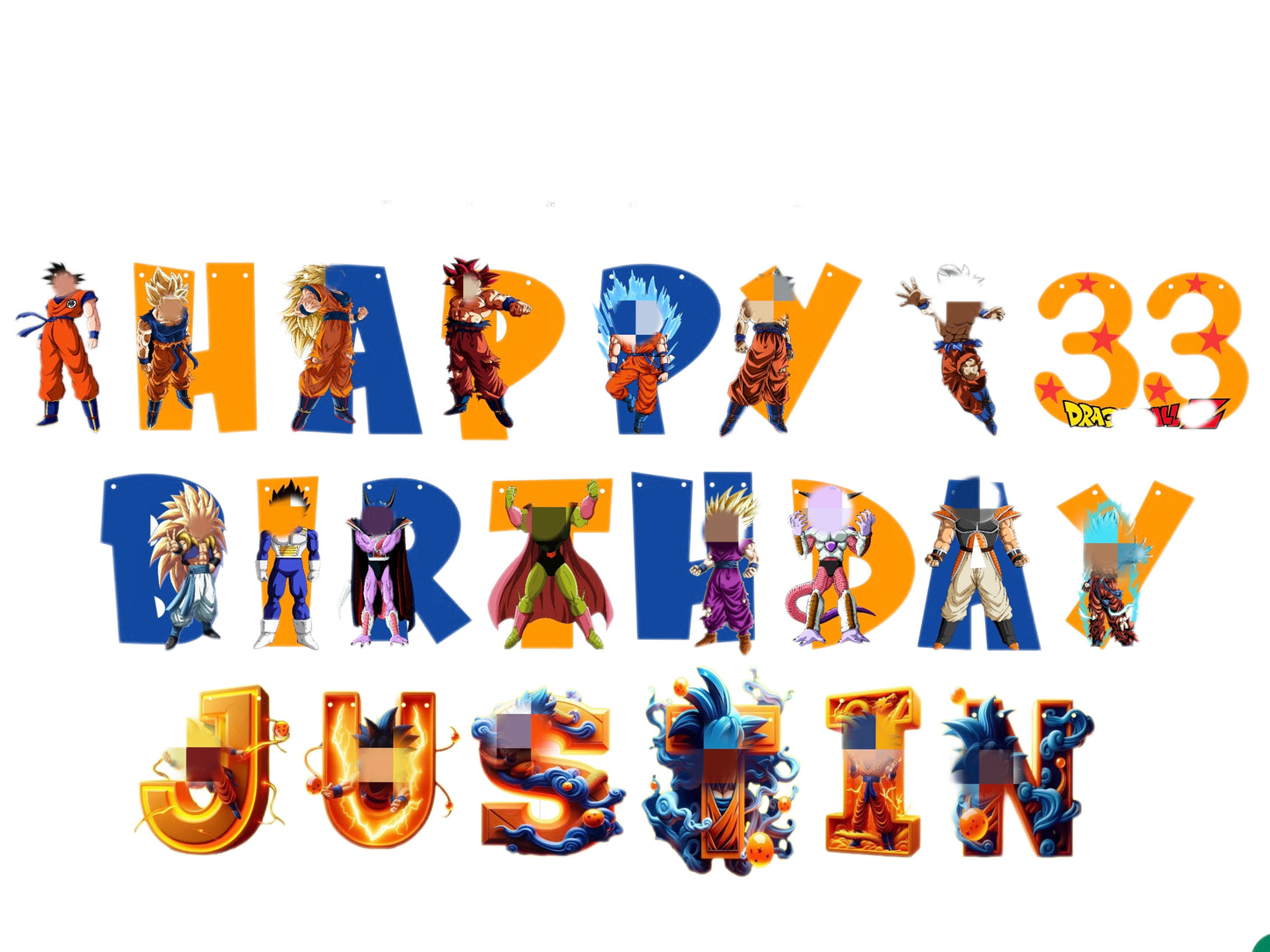 Personalized Anime Happy Birthday Banner. Dragon ball banner. Many others characters available, please see all pictures. You can also provide your favorite one to make a new model .