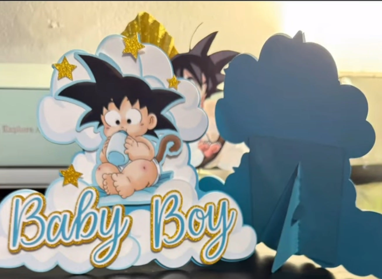 Dragon ball baby shower decoration, cake topper, Favor boxes, table centerpieces.